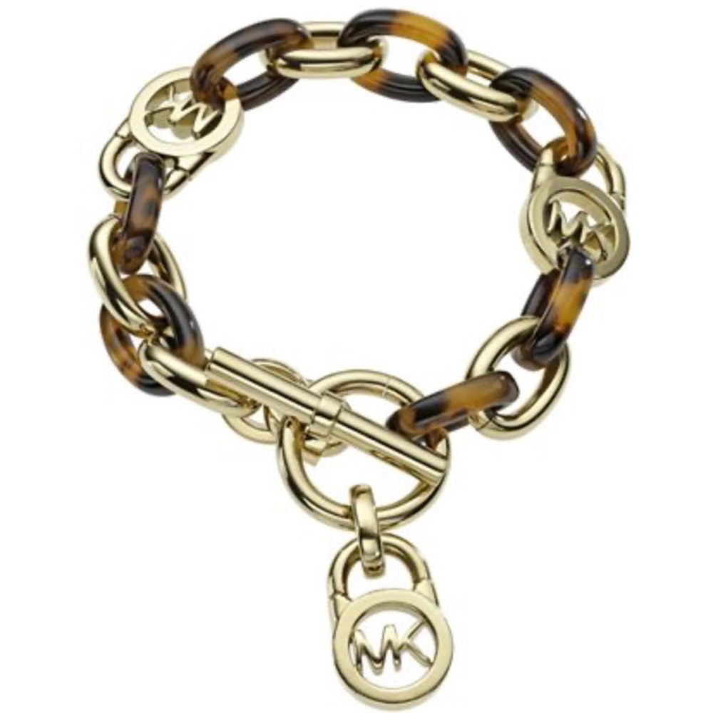 Michael Kors Gold-Tone Tortise Acetate Link Toggle